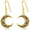 enjoylifecreative Orecchini a forma di luna per donna in argento Sterling 925 placcato oro onice nero mezzaluna orecchini con ciondolo a forma di luna, regalo per donne e ragazze, Argento sterling,