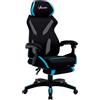 MH Handel GmbH Sedia da Gaming con Supporto Lombare, Sedia Ufficio Ergonomica con Altezza Regolabile in Tessuto Nero e Blu, 65x65x119-129cm