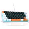 Lustrens Tastiera da gioco compatta, 60%, bianco-nero-arancione