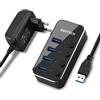 Lustrens Hub USB 3.0 con alimentazione, 4 porte, 10W, leggero e portatile