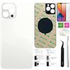 Day-market 12 Pro - Cover posteriore in vetro per iPhone 12Pro, 6,1 pollici, con nastro preinstallato, istruzioni di installazione, strumenti di riparazione, pellicola protettiva per lo schermo (argento)