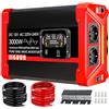 JIGUUN 3000W/9000W Inverter 12v 220v onda pura Trasformatore | 2 prese EU e 3 porte USB+Tycp-C, Adatto per camper, camion, campeggio, sistemi fuori rete e altro ancora