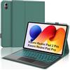 FOGARI Tastiera con touchpad per Xiaomi Redmi Pad 2 Pro 12,1 2025 5G/Poco Pad M1 | Con trackpad e illuminazione a 7 colori, tastiera Bluetooth rimovibile per Redmi Pad 2 Pro/Redmi Pad Pro, verde scuro