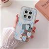 HAONANDE Custodia Specchio per Xiaomi Redmi Note 14 Pro 5G con Zebra Stripe Onde & Simpatico Cuore Lucky Pattern, Cover Trasparente Lucida Donna Ragazza, Antiurto Blu