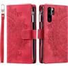 VEEMOS Custodia a portafoglio per Huawei P30 Pro, con motivo floreale, con scomparti per carte di credito, colore: rosso