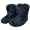 Ulalaza Stivali delle donne Fluffy Fuzzy Furry Snow Boots Inverno Mid Calf Snow Boots Scamosciata Pelliccia Calda Foderata Stivali Piatti Casual Moda