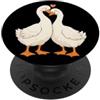 Goose Lover Couple Romance Graphic Appar Dolce Oca Coppia Appoggiato Insieme Con Un Cuore Rosa PopSockets PopGrip Adesivo