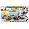 LEGO DUPLO Auto da corsa e piloti Team F1 10445 | Giochi per bambine e bambini da 2 anni, 10 macchine giocattolo, gru, podio, sviluppo motricità fine, idea regalo, 70 pezzi