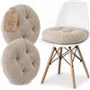 Amazinggirl Cuscini Sedie Cucina Rotondo 40 cm Set da 2 in Velluto a Coste | Cuscino morbido per sedia ufficio panca sgabello e pavimento seduta comoda interno confortevole Beige