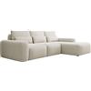 Selsey Carnos - Divano angolare con funzione letto, cuscino lombare, ciniglia, crema, destra