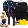 Byeaon Racchetta Pickleball Set di Racchette da con Palla | Accessori Sportivi in Fibra di Vetro Leggeri Ergonimici per Uomini Donne Ragazzi Ragazze Sport Casa Esterno Interno