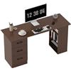 HOMCOM Scrivania Porta PC 3 Cassetti e 3 Ripiani Casa Ufficio Color Noce