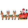 HOMCOM Babbo Natale Gonfiabile per Esterno 132cm con Slitta e 3 Renne 6 Luci