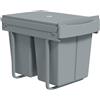 HOMCOM Pattumiera Sottolavello Estraibile Differenziata 2 Secchi da 20L Grigio