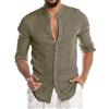 shownicer Uomo Camicia in Lino Slim Fit Estate Elegante Casual Maniche Lunghe Camicie Spiaggia Regular Fit Uomo Colore Puro Classico Lavoro Shirts