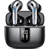 IKT Bluetooth 5.3 senza fili con bassi profondi 50H, 2024 nuovi auricolari a cancellazione di rumore con 4 microfoni ENC, IPX7 impermeabile USB-C