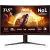 AOC C32G4Z Monitor Curvo 31,5" 16:9 Full HD 260 Hz HDMI+DP+USB HDR10 Nero