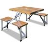 LIGHT - CAMPING TAVOLO OUTDOOR DA CAMPEGGIO RICHIUDIBILE IN LEGNO CON 4 SEDUTE