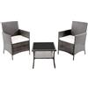VERDELOOK - SET RITA DA 2 POLTRONE E 1 TAVOLINO EFFETTO RATTAN GRIGIO 760/16