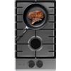 Cecotec Piano cottura a gas Bolero Squad GN 2200F Inox, 3 W | Wok Triple Crown, Griglie Individuali in Ghisa, Accensione Elettronica, Valvole di Sicurezza, Accessorio a Gas
