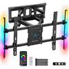 PERLESMITH Supporto TV Parete, Staffa TV per 38-85 Pollici Televisore 60 kg | Retroilluminazione LED con Sincronizzazione Musicale, Braccio TVs Girevole Inclinabile 55 65 Pollici, VESA 200x100-600x400mm