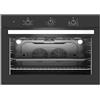 Generico Forno Incasso 96 Lt 90cm Ventilato 4 Funzioni Nero A9-SF3 VETRO NERO Manopole, elettrico, grande,Classe A, con Doppia Ventola, Doppia Lampada e Timer Meccanico, 89,5x57x59,5 cm