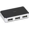 VIVANCO Hub USB 2.0 ad alta velocità, 4 porte, attivo, con alimentatore, involucro in metallo (