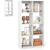 HOMASIS Libreria Bassa Divisoria, Scaffale in Legno con Dispositivo Anti-Ribaltamento, Scaffale Salvaspazio e Moderna, Libreria Aperta per Soggiorno, Camera da Letto (Bianco, 69,5 x 33 x 137 cm)