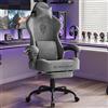 WoRaum Sedia Gaming, Sedia Gaming Ergonomica con Funzione Massaggio - Poltrona Gamer con Braccioli Regolabili & Gaslift 120mm, Seduta Larga 52cm, Tessuto Traspirante (Modello 3, Grigio Chiaro)