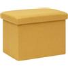 Bonlife Pouf pieghevole in lino con vano portaoggetti, panca imbottita con coperchio, per soggiorno, corridoio, cameretta dei bambini, 42x32x32cm, Zenzero