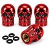 Ham-Hash Tappi per valvole per pneumatici auto, colore nero, 12 pezzi, universali, per auto, SUV, moto, bicicletta, valvole Schrader (4 teschi rossi)