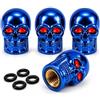 Ham-Hash Tappi per valvole per pneumatici auto, colore nero, 12 pezzi, universali, per auto, SUV, moto, bicicletta, valvole Schrader (4 teschio blu)