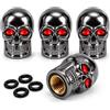Ham-Hash Tappi per valvole per pneumatici auto, colore nero, 12 pezzi, universali, per auto, SUV, moto, bicicletta, valvole Schrader (4 teschio grigio)