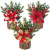 Fairblo 3 Pezzi 28 cm Albero di Natale Piccolo da Tavolo Alberelli di Natali Artificiale con Bacche Rosse Natalizie Rami di Abeti Stella di Natale per Decorazione Natalizia Casa Centro Tavola Interno