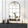 NEUWEABY Specchio ad arco, 80x50 cm Nero Vetro da finestra Specchio Metallo Rustico Vetro da finestra decorativo, Decorazione da parete per soggiorno, ingresso, camera da letto