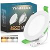 YindaLux Faretti Led da Incasso per Cartongesso, 8W 800LM IP44 Faretti LED Soffitto Dimmerabile, 2700K 4000K 6500K Regolabile Faretti da Incasso 230V Diametro Foro Ø75-90mm, Bianco, Set di 1