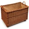weeco Cesto portaoggetti in vimini con fodera in iuta e 4 ruote rimovibili, cesto portabiancheria, cesto per giocattoli con manici, 60 x 40 x 40 cm, altezza con ruote 45 cm, marrone