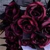OUKEYI 10 rose artificiali, non sbiadiscono, fiori di seta a stelo singolo, realistici, per fai da te, casa, ufficio, feste, bouquet da sposa, decorazione di Halloween, colore: rosso