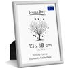 Icona Bay - Cornice portafoto in alluminio 13x18 cm - Elements, Argento | Cornice fotografica in metallo robusto spazzolato, copertura infrangibile, montaggio a parete o da tavolo