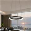 Wayluoung Lampadario A LED In Metallo | 1 Cerchio Da 40cm | Lampada A Sospensione Ad Anelli Da 23W, Dimmerabile Con Telecomando 3000-6000K, Paralume In Acrilico, Ideale Per Soggiorno Ingresso【Nero】