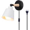 TOKIUS Lampade da Parete Interno Vintage Applique da parete Moderno Faretti da Muro Retrò in Metallo e Legno E27 Plafoniere Cucina Per Cucina Camera da letto, Cavo di 1,8 m, regolabile