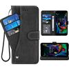 ELISORLI Compatibile con LG K20 2019 Custodia a portafoglio Cinturino da polso Cordino in pelle Flip Card Holder Stand Accessori Cellulari Folio Borsa ID Slot Magnetico Copertura Del Telefono per