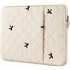 BAAGOAZ Custodia PC Portatile 11-12 Pollici, Fiocchi Ricamati, Bianco Crema | Tasca Frontale, Trapuntata e Imbottita, Custodia per Laptop, MacBook Neo, Chromebook e Computer Portatile 12,5/11,6 Pollici