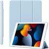 GKABXY Custodia per iPad 9/8/7ª generazione 10,2 pollici (2021/2020/2019), sottile, tripla custodia pieghevole intelligente con retro morbido in TPU e auto sonno/veglia, azzurro