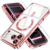Nekiyo Tech Custodia Morbida Trasparente Magnetica con Pellicola Temperata per Compatible with iPhone 17 Pro Max, Protezione Antiurto di Grado Militare Copertura Completa Lenti della Fotocamera - Rosa