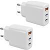 OERYIEG 2 pezzi 50 W 3 porte USB C caricabatterie rapido per iPhone 16 15 14 Pro Max Plus 13 Mini, iPhone 12 11 XS XR X SE 8 7 6, iPad, Samsung, Pixel, Steam Deck, alimentatore PPS PD Charger Spina
