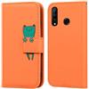Ailisi Cover per Huawei P30 Lite, Orange Flip Cover Cartoon Cute Frog Custodia Protettiva Caso Libro in Pelle PU con Portafoglio, Funzione Supporto - Rana, Arancia