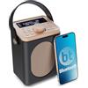 MAJORITY Little Shelford Radio Portatile DAB+ FM con Bluetooth e 80 preset | Radio Bluetooth | Radiolina e Tavolo Alimentazione a Batteria e Tramite rete Elettrica | Doppio Allarme DAB da Casa (Nero)