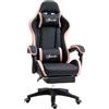 Vinsetto Sedia da Gaming Ergonomica in Pelle PU e Acciaio, Nero e Rosa | Poltrona Gaming, Poggiatesta, Altezza Regolabile, Schienale Reclinabile, Cuscino Lombare, 65x65x121-129cm