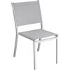 - Sedia da giardino impilabile in alluminio bianco e Textilen grigio chiaro